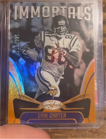 2018 Panini Certified #102 Cris Carter Immortals Mirror Orange — front