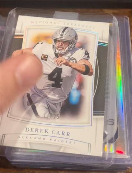 2019 Panini National Treasures #83 Derek Carr — front