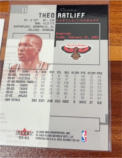 2002-03 Fleer Box Score #11 Theo Ratliff Atlanta Hawks — front