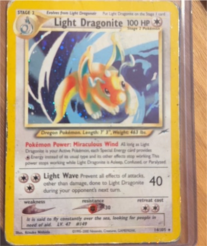2002 Pokémon Neo Destiny #14 Light Dragonite — front