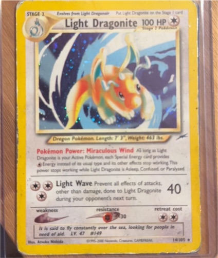 2000 Neo Destiny #14 Light Dragonite — front