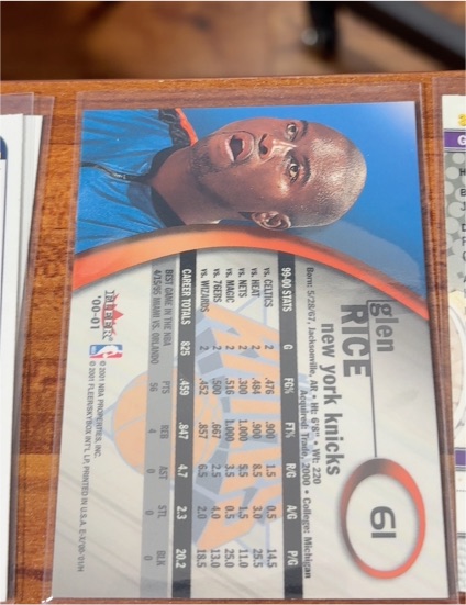 2000-01 Fleer #61 Glen Rice — front