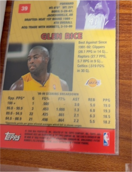2000-01 Topps Tipoff #110 Glen Rice — front