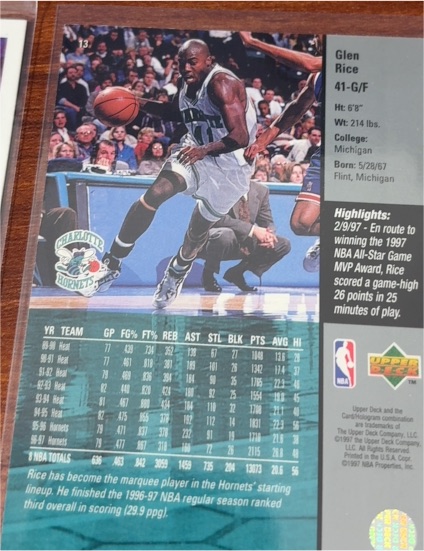 1996-97 Upper Deck #14 Glen Rice — front