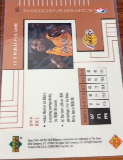 1999-00 Upper Deck Biographics #B19 Glen Rice — front
