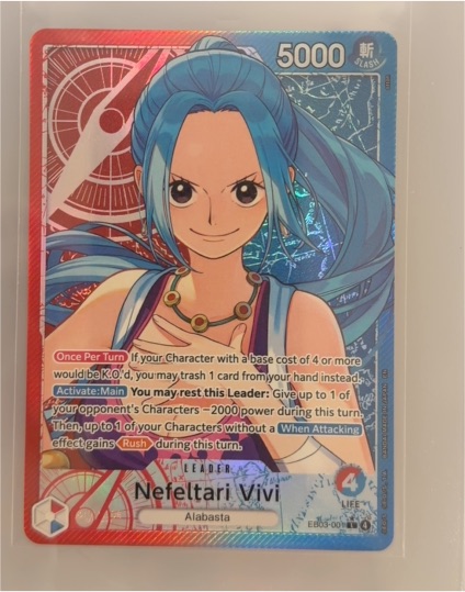 One Piece EB03-001 Nefeltari Vivi Alternate Art Leader — front