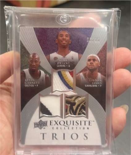 2007-08 Upper Deck Exquisite Collection Trios #Trios Kobe Bryant / Kevin Garnett / LeBron James — front