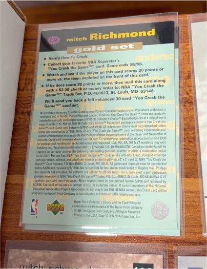1995-96 Collector's Choice Crash the Game Gold #C14 Mitch Richmond — front