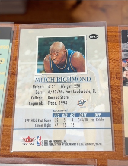 2000-01 Fleer Authority #80 Mitch Richmond — front