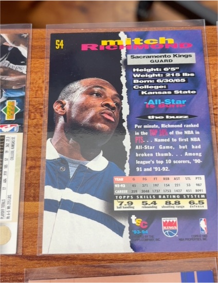 1993 Collector's Choice #54 Mitch Richmond — front