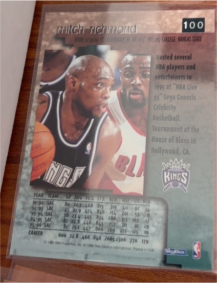 1995 SkyBox #100 Mitch Richmond — front