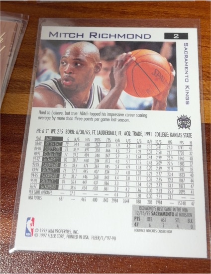 1997 Fleer #2 Mitch Richmond — front