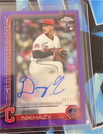 2025 Topps Chrome Update #AC-DN Doug Nikhazy Rookie Autograph Purple Refractor /250 — front
