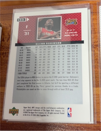 2003 Upper Deck #133 Glenn Robinson — front