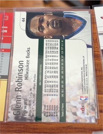 2000 Fleer #44 Glenn Robinson — front