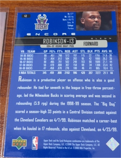 1994 Upper Deck #407 Glenn Robinson — front