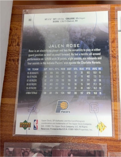 1999-00 Upper Deck Ultimate Victory #33 Jalen Rose — front