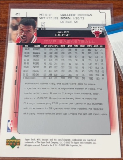 2002-03 Upper Deck Lego Sports #21 Jalen Rose — front