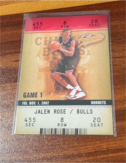 2002-03 Fleer Authentix Jalen Rose Chicago Bulls Ticket Game 1 — front