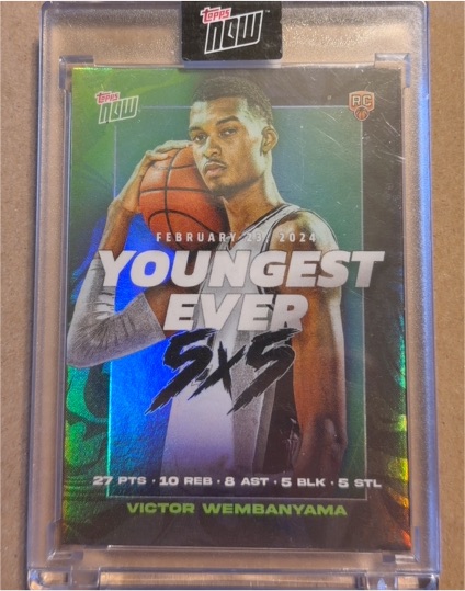 2024 Topps Now #VW-2 Victor Wembanyama Youngest Ever 5x5 Rookie — front