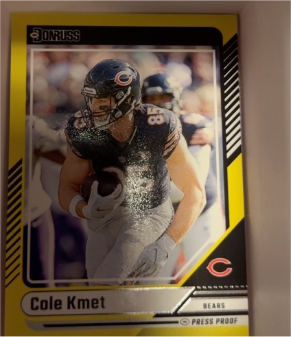 2024 Panini Donruss #68 Cole Kmet Press Proof Yellow — front