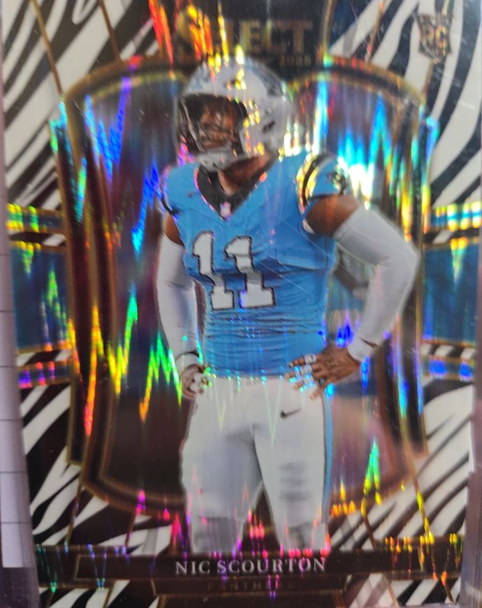 2025 Panini Select #143 Nic Scourton Zebra Prizm Rookie — front