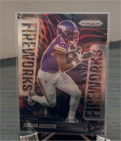 2025 Panini Prizm #8 Jordan Addison Fireworks — front