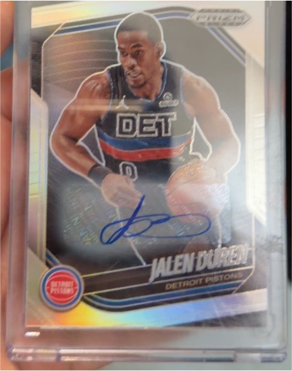 2024-25 Panini Prizm Black #190 Jalen Duren Silver Prizm Auto Detroit Pistons — front