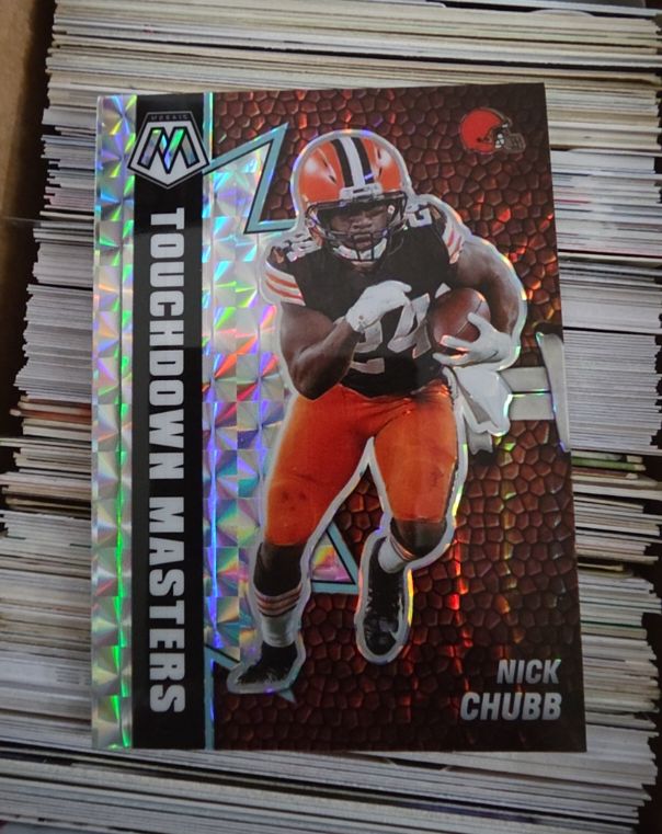 2021 Panini Mosaic #TM-7 Nick Chubb Touchdown Masters Silver Mosaic — front