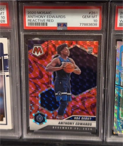 2020 Panini Mosaic #261 Anthony Edwards Reactive Red NBA Debut Rookie Card — front