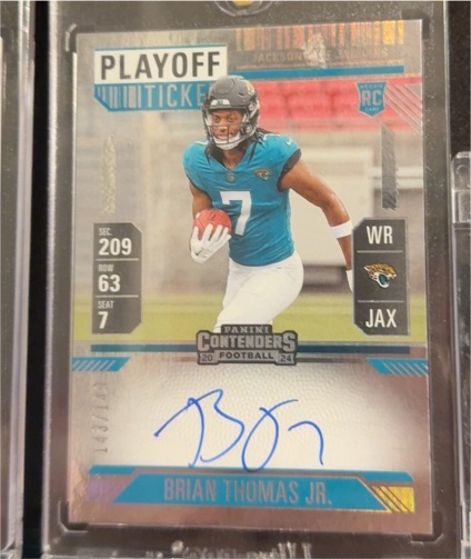 2024 Panini Contenders #103 Brian Thomas Jr. Playoff Ticket Rookie Auto — front