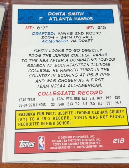 2004 Topps Bazooka #218 Donta Smith — front