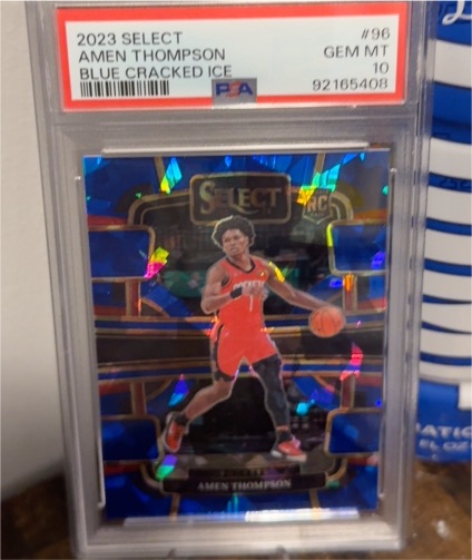 2023 Panini Select #96 Amen Thompson Blue Cracked Ice — front