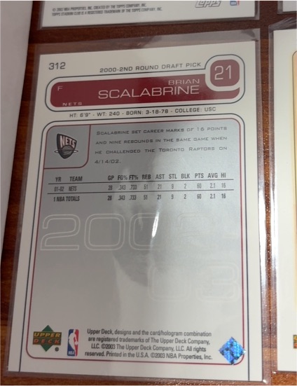 2002 Upper Deck #312 Brian Scalabrine — front