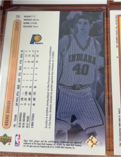 2002 Upper Deck #291 Bruno Sundov — front