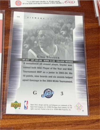 2004 SAGE Diamond Collection #114 Kirk Snyder — front
