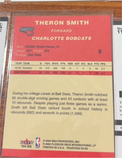 2004-05 Fleer Tradition #9 Theron Smith — front