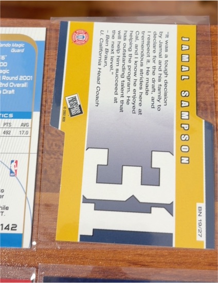 2002 Press Pass Big Numbers #BN19 Jamal Sampson — front