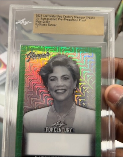 2022 Leaf Metal Pop Century Glamour Graphs Mojo Green Kathleen Turner 1/1 — front
