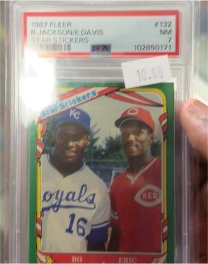 1987 Fleer #132 Bo Jackson & Eric Davis Star Stickers — front