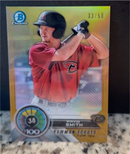 2018 Bowman Chrome #BTP-38 Pavin Smith Scouts Top 100 Gold Refractor — front