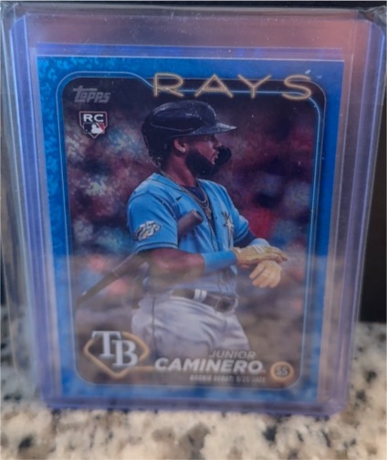 2024 Topps Update #US223 Junior Caminero Rookie Debut Blue Holofoil — front