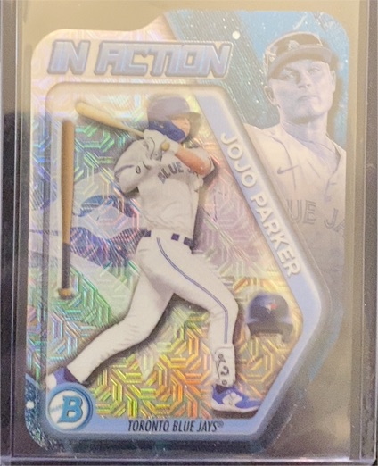 2025 Bowman Draft #BIA-23 JoJo Parker Bowman In Action Mojo Refractor — front