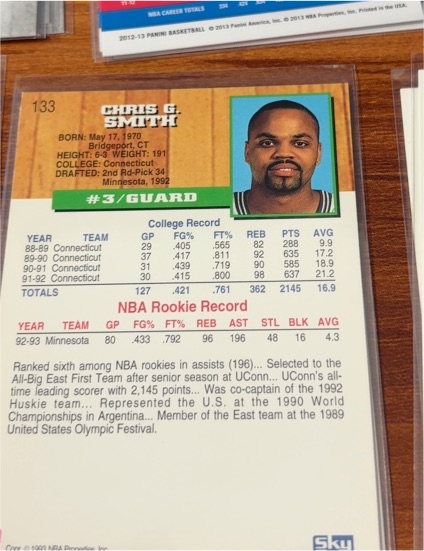 1992-93 Skybox #133 Chris G. Smith — front