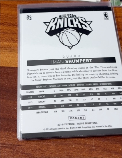 2014-15 Panini NBA Hoops #72 Iman Shumpert — front