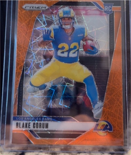 2024 Panini Prizm #308 Blake Corum Orange Lazer Prizm Rookie — front