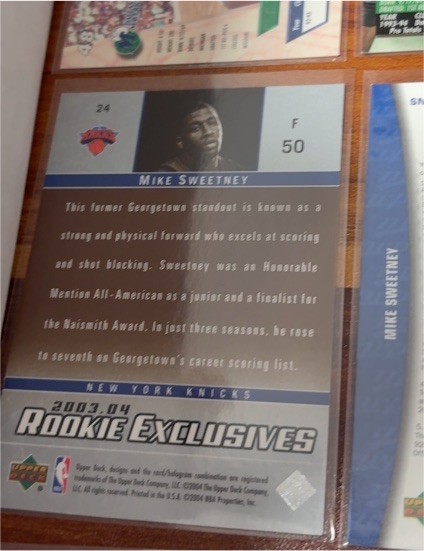 2003-04 Upper Deck Rookie Exclusives #J24 Mike Sweetney — front