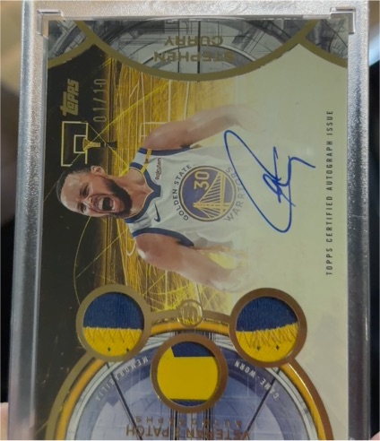 2025 Topps Three Veteran 3 Patch Auto Stephen Curry #3 — front