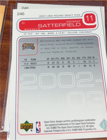 2001-02 Upper Deck #246 Kenny Satterfield — front