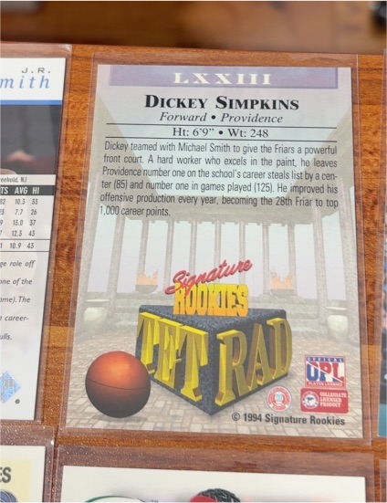 1994 Signature Rookies Tetrad #LXXIII Dickey Simpkins — front
